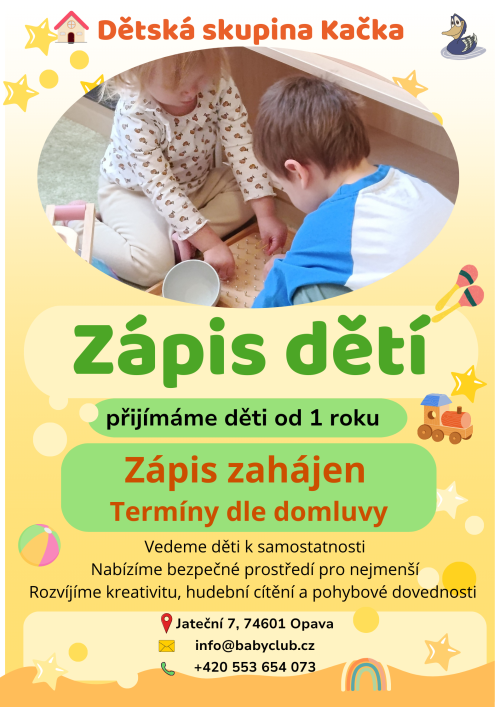 Leták - zápis dětí Kačka