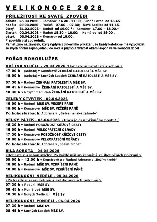 velikonoční pořad bohoslužeb